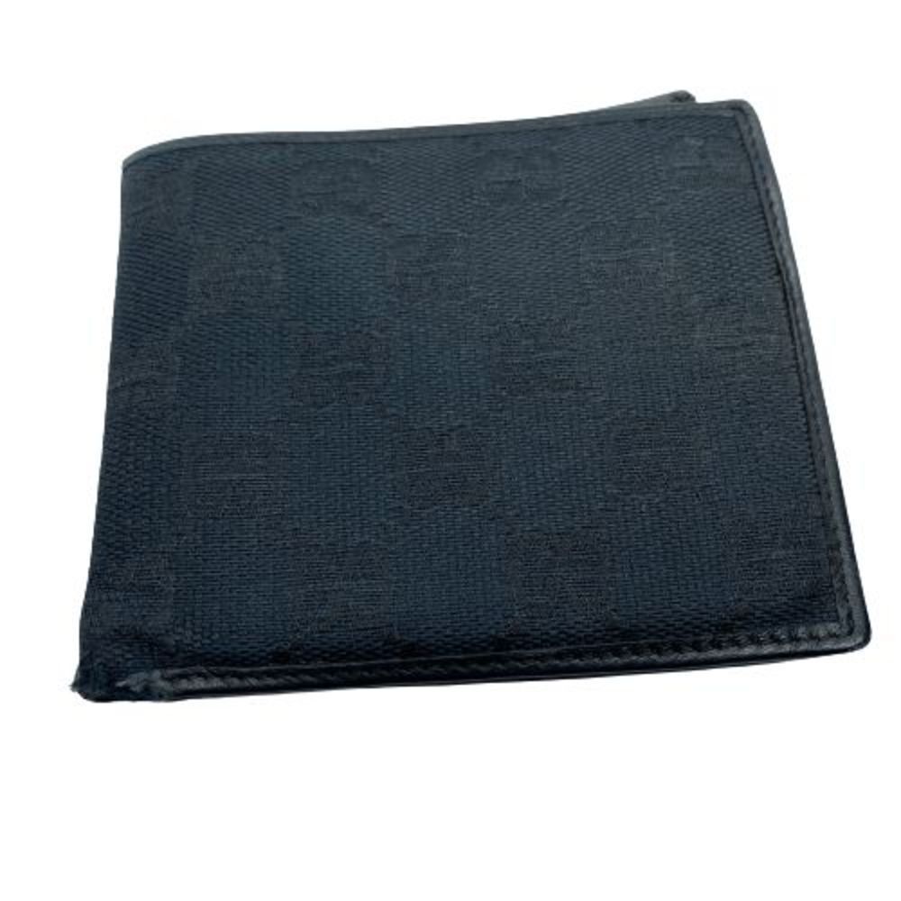 Authentic Gucci Black Canvas & Leather Bifold Wallet **FLAWS** - Picture 1 of 12
